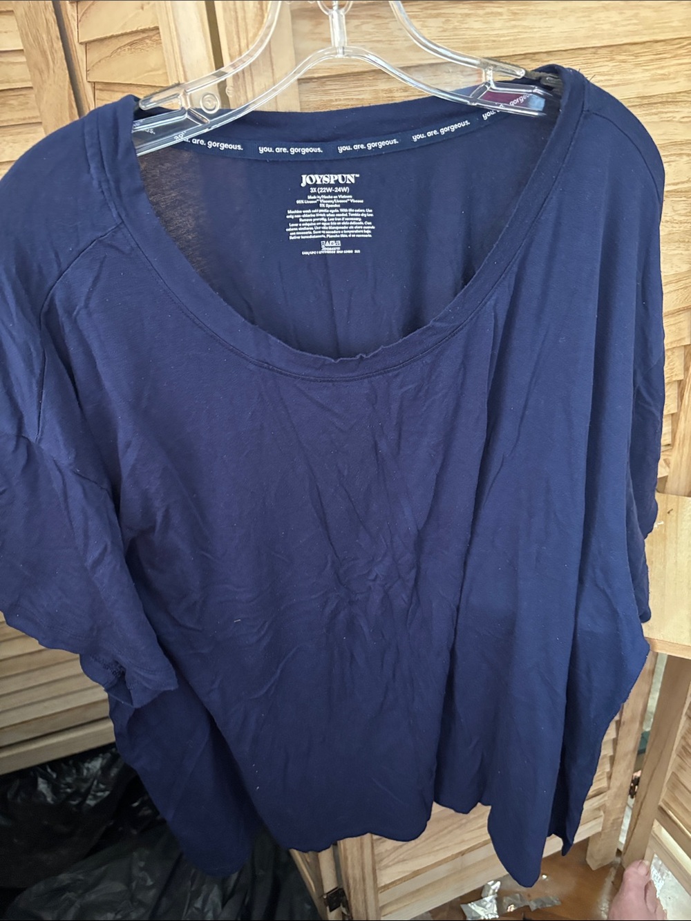 Joyspun Women's Navy Scoop Neck Short Sleeve Tee